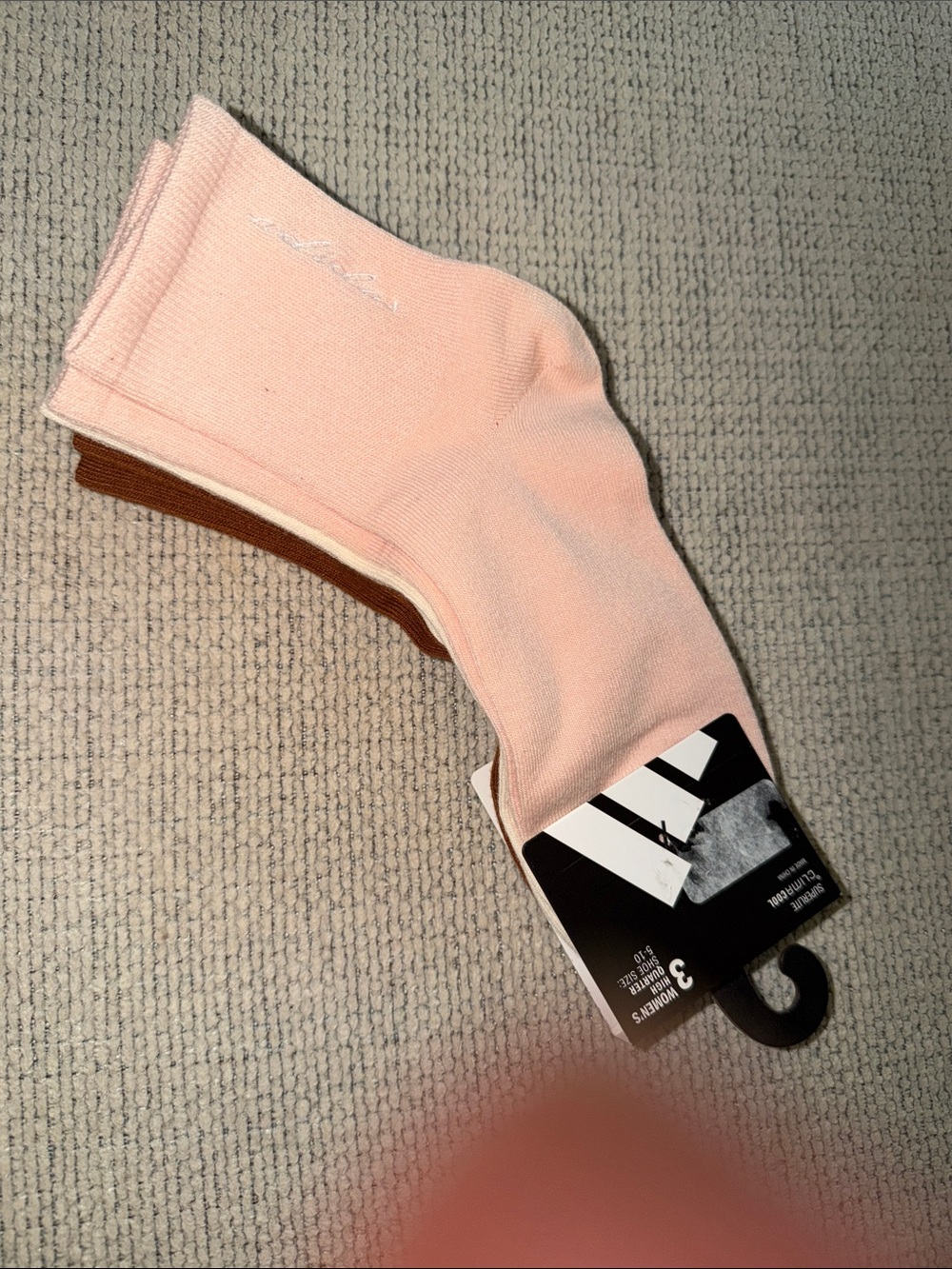 adidas 3-Pack Crew Socks in Pink, Brown, Cream